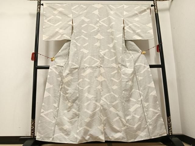 平和屋着物○本場大島紬 白大島 カタス7マルキ 御所車文 正絹 逸品 未
