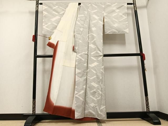 平和屋着物●本場大島紬　白大島　カタス7マルキ　御所車文　正絹　逸品　未使用　AABH2047ph 平和屋着物○本場大島紬 白大島 カタス7マルキ 御所車文 正絹 逸品 未