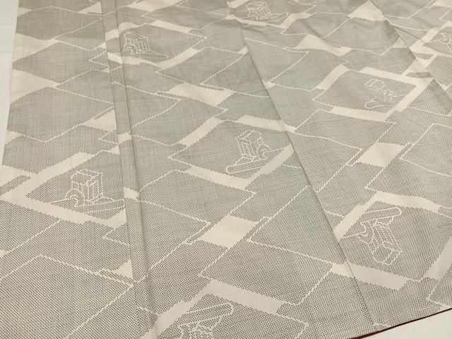 平和屋着物○本場大島紬 白大島 カタス7マルキ 御所車文 正絹 逸品 未