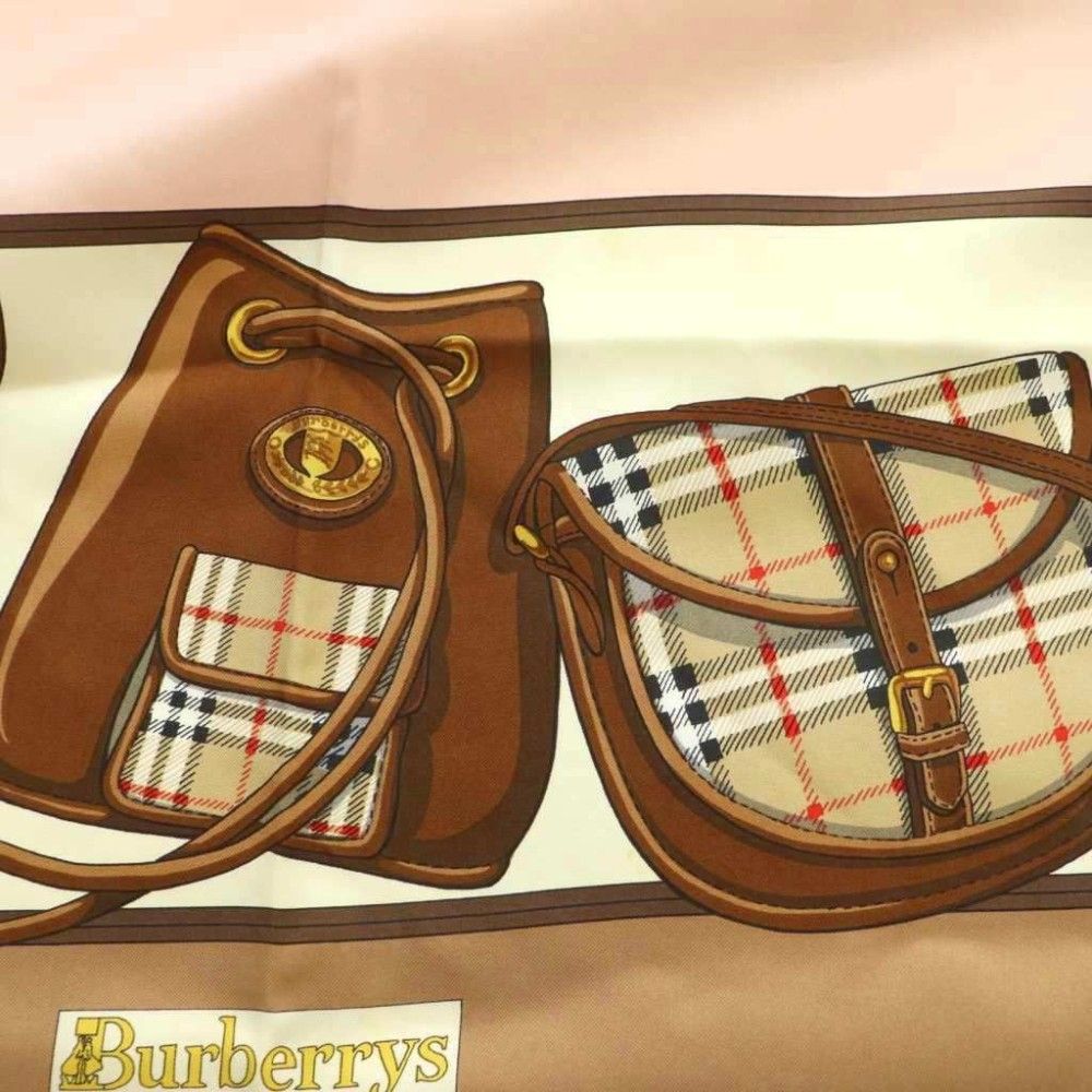 バーバリーズ Burberrys スカーフ シルク 大判 ノバチェック柄 総柄 茶