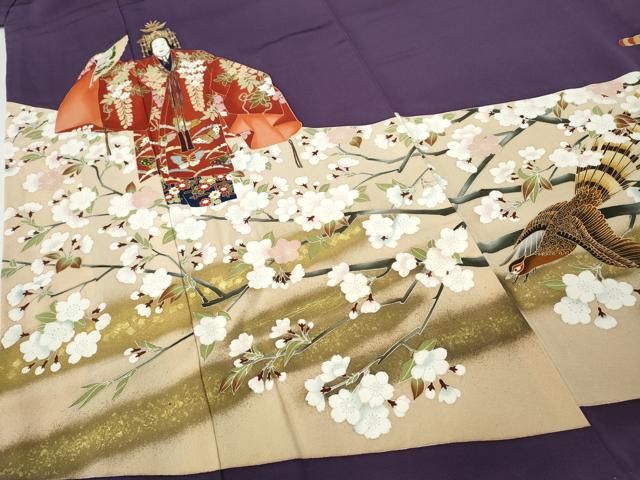 平和屋着物○京友禅作家 倉田泰波 色留袖 能舞 尾長鳥花文 金彩 正絹