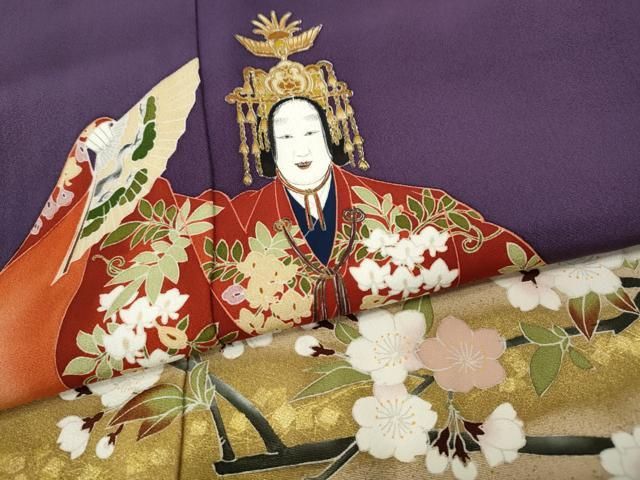 平和屋着物●京友禅作家　倉田泰波　色留袖　能舞　尾長鳥花文　金彩　正絹　逸品　CABE6906ut 平和屋着物○京友禅作家 倉田泰波 色留袖 能舞 尾長鳥花文 金彩 正絹