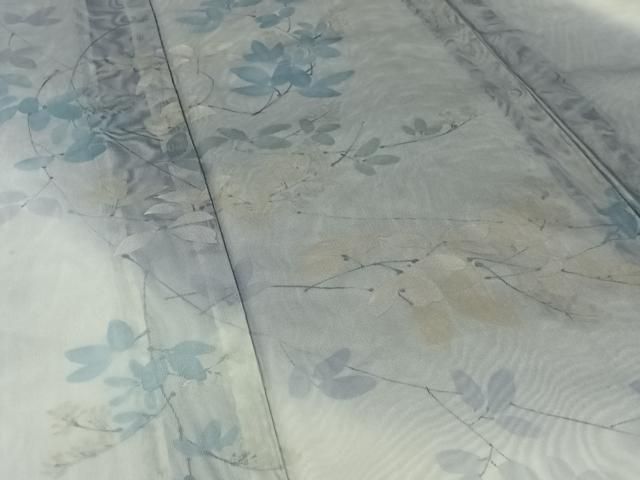平和屋着物▽訪問着　無双　紗袷　紗×紗　手描き　枝花文　正絹　逸品　AABH2192jh 平和屋着物▽訪問着 無双 紗袷 紗×紗 手描き 枝花文 正絹 逸品