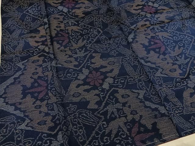 平和屋着物●本場大島紬　薩摩結城　草花文　正絹　逸品　未使用　AABH3075ph 平和屋着物○本場大島紬 薩摩結城 草花文 正絹 逸品 未使用 AABH3075ph