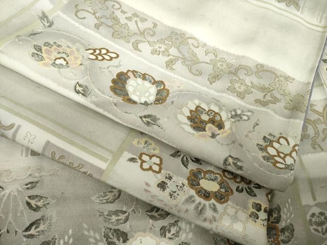 平和屋着物●上質な小紋　型染め　向かい鳥更紗花文　金彩　正絹　逸品　AABH4249ck 平和屋着物○上質な小紋 型染め 向かい鳥更紗花文 金彩 正絹 逸品