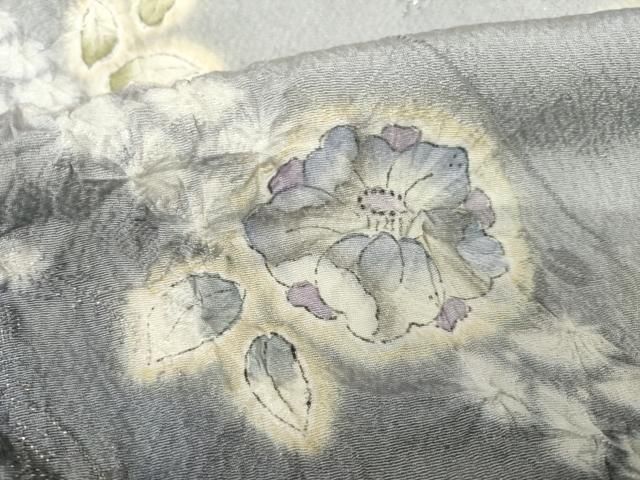 平和屋着物○訪問着 辻が花 絞り 舞花文 暈し染 銀糸 正絹 逸品