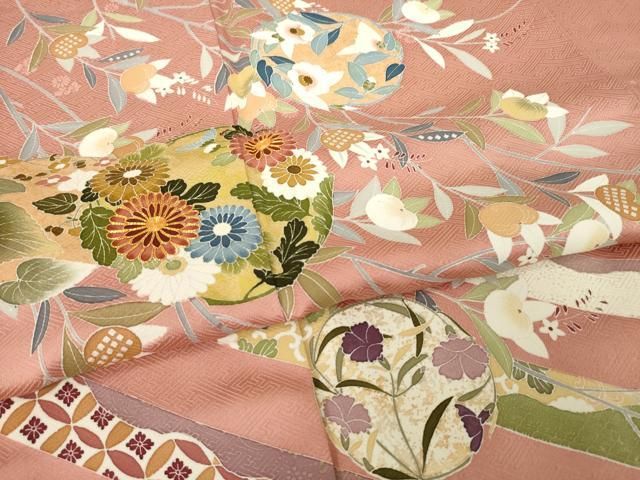 平和屋着物●訪問着　友禅　花丸文　正絹　逸品　AABH4261ck 平和屋着物○訪問着 友禅 花丸文 正絹 逸品 AABH4261ck - メルカリ