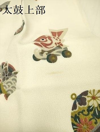 平和屋着物●九寸開き名古屋帯　型染　玩具文　鬼しぼ縮緬　正絹　逸品　DABE1003op 平和屋着物○九寸名古屋帯 型染め 椿 鬼しぼ縮緬 正絹 逸品 CABD5894hy