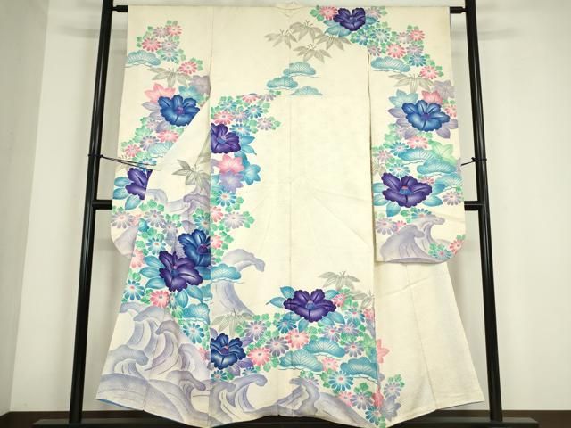平和屋着物●豪華振袖　総絞り　吉祥花文　正絹　逸品　DABC3770az 平和屋着物□豪華振袖 絞り 草花文 暈し染め 金彩 正絹 逸品