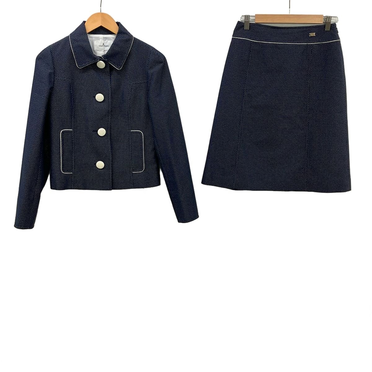 COURREGES(クレージュ) スカートスーツ レディース美品 - ネイビー×白 ドット柄 4,898円