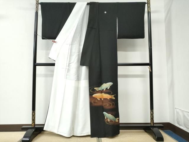 平和屋着物●豪華黒留袖　作家物　鯉　暈し染め　金彩　正絹　逸品　CABE2390yc 平和屋着物○豪華黒留袖 作家物 鯉 暈し染め 金彩 正絹 逸品