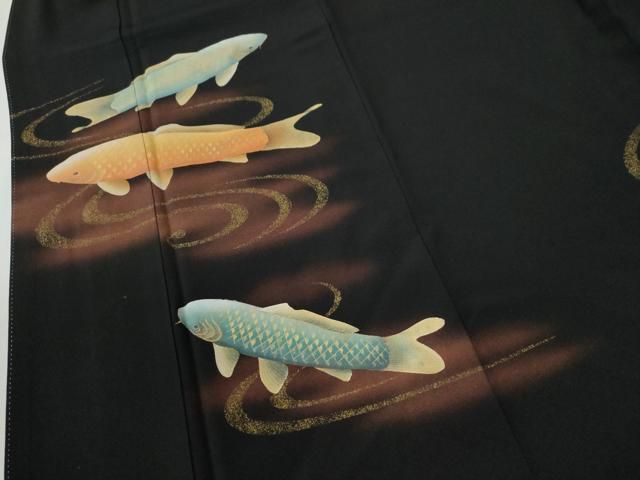 平和屋着物●豪華黒留袖　作家物　鯉　暈し染め　金彩　正絹　逸品　CABE2390yc 平和屋着物○豪華黒留袖 作家物 鯉 暈し染め 金彩 正絹 逸品