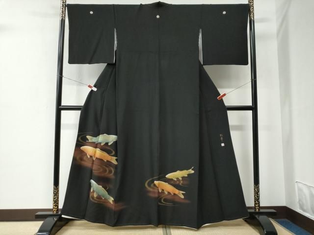 平和屋着物●豪華黒留袖　作家物　鯉　暈し染め　金彩　正絹　逸品　CABE2390yc 平和屋着物○豪華黒留袖 作家物 鯉 暈し染め 金彩 正絹 逸品