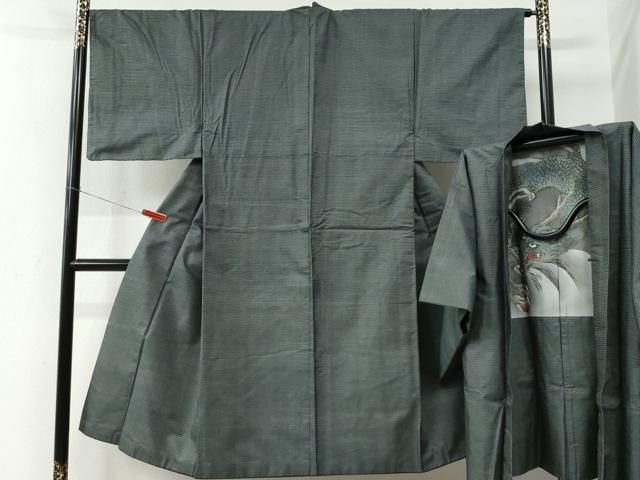 平和屋着物○男性 本場大島紬 アンサンブル 100亀甲 総詰め 羽裏：龍