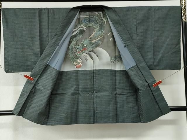 平和屋着物○男性 本場大島紬 アンサンブル 100亀甲 総詰め 羽裏：龍