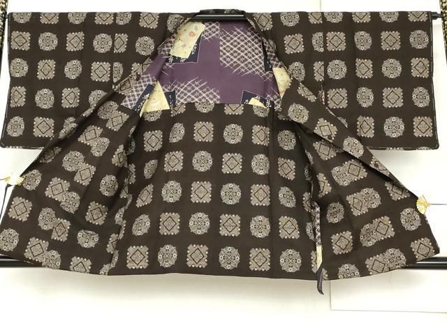 平和屋着物○本場大島紬 龍郷絣 道行コートセット 花格子 正絹 逸品
