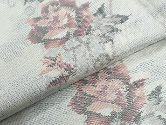 平和屋着物●本場大島紬　白大島　総絣　薔薇　正絹　逸品　未使用　CABE2492yc 平和屋着物○本場大島紬 白大島 総絣 薔薇 正絹 逸品 未使用