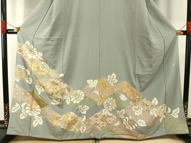 平和屋着物●西彩苑　色留袖　駒刺繍　草花文　金彩　高島屋扱い　正絹　逸品　AABH0837fy 平和屋着物○西彩苑 色留袖 駒刺繍 草花文 金彩 高島屋扱い 正絹 逸品
