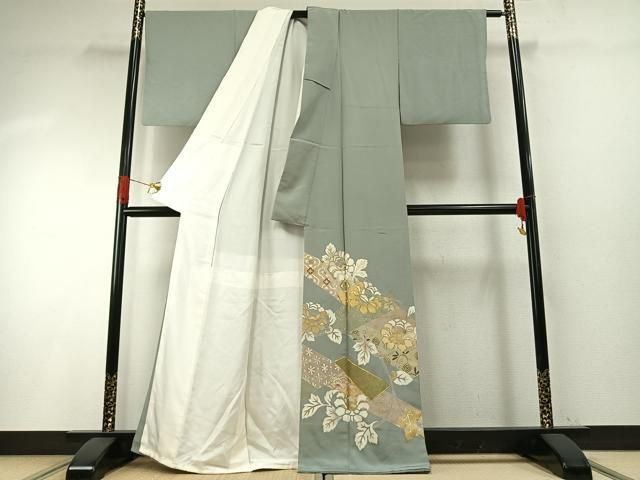 平和屋着物○西彩苑 色留袖 駒刺繍 草花文 金彩 高島屋扱い 正絹 逸品
