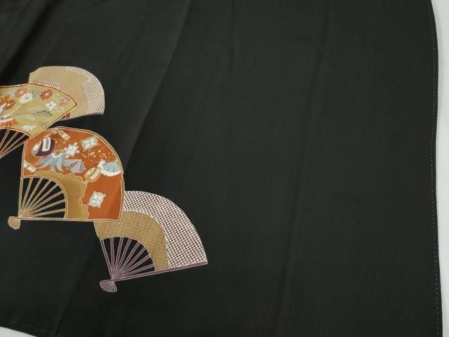 平和屋着物○創業460年・千總 黒留袖 駒刺繍 扇面飛鶴宝尽くし花唐草文
