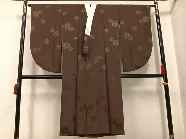 平和屋着物○小振袖 二尺袖・長襦袢(袷)セット 本場大島紬 染大島 枝花