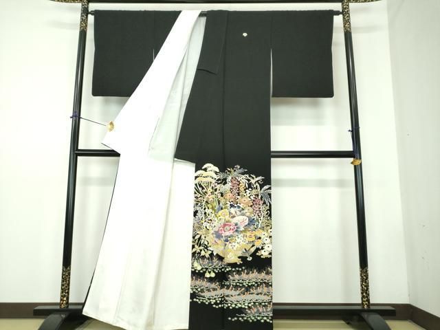 平和屋着物○本加賀友禅作家 木村喜博 黒留袖 飾花鳥文 正絹 逸品