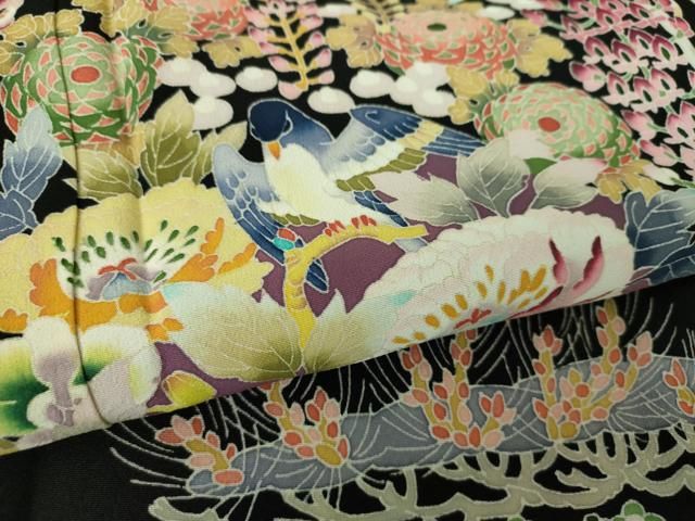 平和屋着物○本加賀友禅作家 木村喜博 黒留袖 飾花鳥文 正絹 逸品