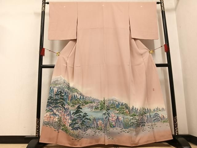 平和屋着物●十日町友禅作家　岡村蒼風　色留袖　会津磐梯山　暈し染め　正絹　逸品　AABH4166ph 平和屋着物○十日町友禅作家 岡村蒼風 色留袖 会津磐梯山 暈し染め