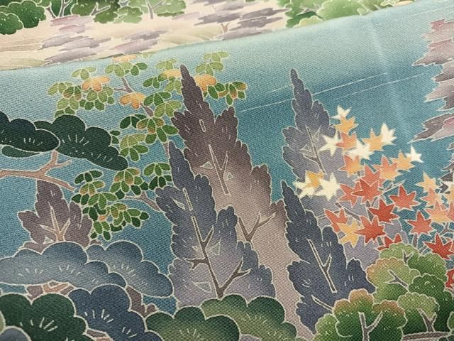 平和屋着物●十日町友禅作家　岡村蒼風　色留袖　会津磐梯山　暈し染め　正絹　逸品　AABH4166ph 平和屋着物○十日町友禅作家 岡村蒼風 色留袖 会津磐梯山 暈し染め