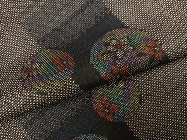 平和屋着物●本場大島紬　カタス7マルキ　花丸文　正絹　逸品　AABH4177ph 平和屋着物○本場大島紬 白大島 カタス7マルキ 蔦草文 鈴乃屋扱い 正絹