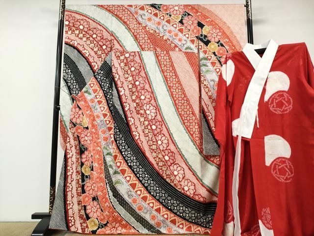 振り袖 長襦袢2点セット 正絹 総絞り 振袖 長襦袢セット 正絹 金彩 