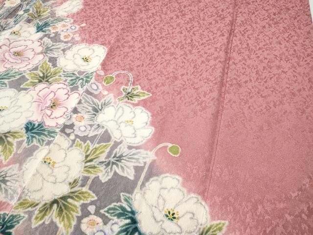平和屋着物●吉澤友禅　豪華振袖・長襦袢セット　駒刺繍　草花尽くし　暈し染め　金通し地　正絹　逸品　CABE7038ut 平和屋着物○吉澤友禅 豪華振袖・長襦袢セット 駒刺繍 草花尽くし 暈し