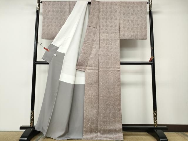 平和屋着物●名門　藤娘きぬたや・杢目絞り　小紋　舞花地紋　正絹　逸品　CABE7052ut 平和屋着物○名門 藤娘きぬたや・杢目絞り 小紋 舞花地紋 正絹 逸品