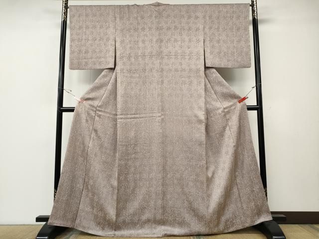 平和屋着物●名門　藤娘きぬたや・杢目絞り　小紋　舞花地紋　正絹　逸品　CABE7052ut 平和屋着物○名門 藤娘きぬたや・杢目絞り 小紋 舞花地紋 正絹 逸品