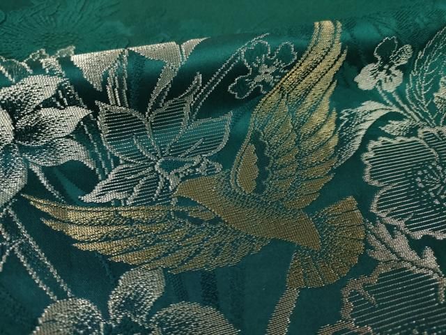 平和屋着物●染色作家　斉藤三才　振袖　花鳥文　寿光織　正絹　逸品　AABH4272ck 平和屋着物○染色作家 斉藤三才 振袖 花鳥文 寿光織 正絹 逸品