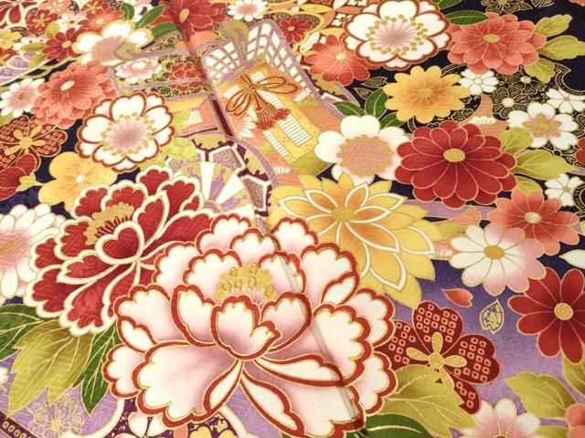 平和屋着物○豪華振袖 御所車雪輪花文 暈し染め 金彩 正絹 逸品