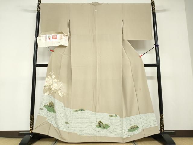 平和屋着物●本加賀友禅作家　大久保謙一　色留袖　枯山水　証紙付き　正絹　逸品　DABD9077ud 平和屋着物○本加賀友禅作家 大久保謙一 色留袖 枯山水 証紙付き 正絹