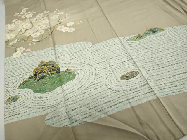 平和屋着物●本加賀友禅作家　大久保謙一　色留袖　枯山水　証紙付き　正絹　逸品　DABD9077ud 平和屋着物○本加賀友禅作家 大久保謙一 色留袖 枯山水 証紙付き 正絹