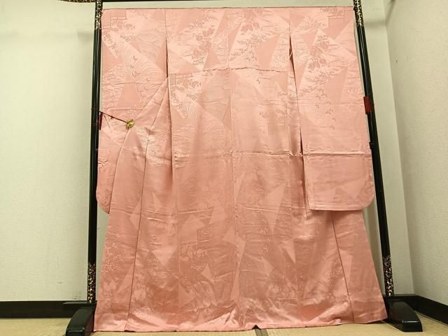 平和屋着物●豪華振袖　花蝶地紋　色無地　一斤染色　正絹　逸品　AABH4186ph 平和屋着物○豪華振袖 花蝶地紋 色無地 一斤染色 正絹 逸品 AABH4186ph