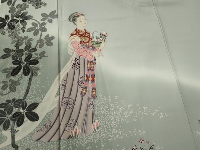 平和屋着物●本加賀友禅作家　木村州宏　色留袖　人物草花文　暈し染め　正絹　逸品　CABE2702yc 平和屋着物○本加賀友禅作家 木村州宏 色留袖 人物草花文 暈し染め