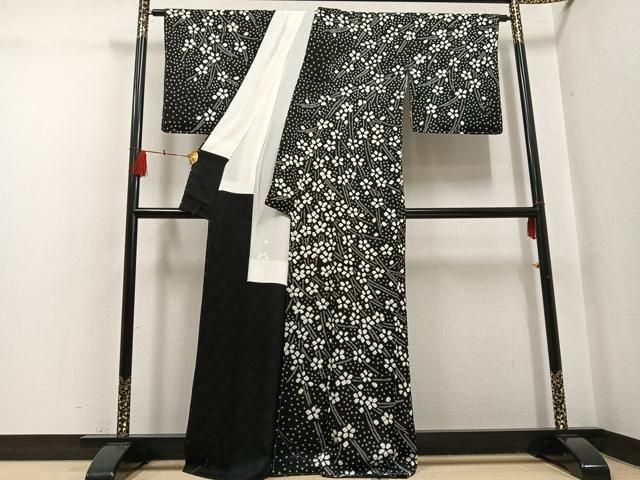 平和屋着物●訪問着　絞り　花尽くし　黒地　正絹　逸品　未使用　AABH5276ph 平和屋着物○訪問着 絞り 花尽くし 黒地 正絹 逸品 未使用 AABH5276ph