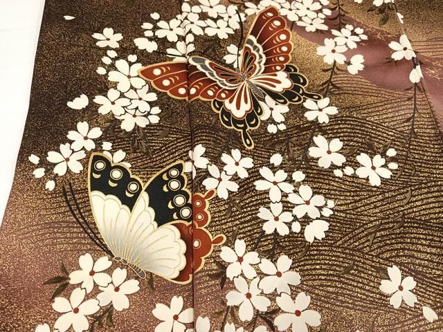 平和屋着物○森英恵・HANAE MORI 訪問着 花蝶文 金彩 正絹 逸品