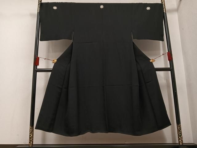 平和屋着物●男性　黒紋付　正絹　逸品　AABH5297ph