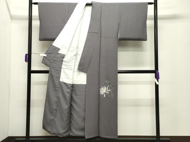 平和屋着物●東京友禅　菅有鬼一　色留袖　鷺　草花文　金彩　正絹　逸品　CABD9134gh 平和屋着物○東京友禅 菅有鬼一 色留袖 鷺 草花文 金彩 正絹 逸品