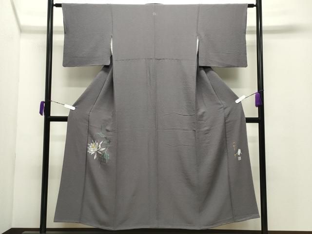 平和屋着物●東京友禅　菅有鬼一　色留袖　鷺　草花文　金彩　正絹　逸品　CABD9134gh 平和屋着物○東京友禅 菅有鬼一 色留袖 鷺 草花文 金彩 正絹 逸品