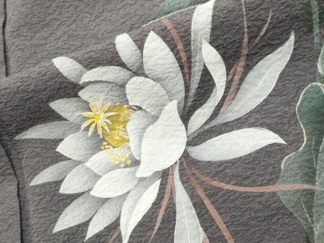 平和屋着物●東京友禅　菅有鬼一　色留袖　鷺　草花文　金彩　正絹　逸品　CABD9134gh 平和屋着物○東京友禅 菅有鬼一 色留袖 鷺 草花文 金彩 正絹 逸品