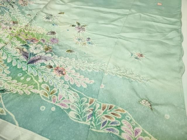 平和屋着物●豪華振袖　作家物　辻が花　絞り　暈し染め　銀通し地　仮絵羽　逸品　未使用　CABD9140gh 平和屋着物○豪華振袖 作家物 辻が花 絞り 暈し染め 銀通し地 仮絵羽
