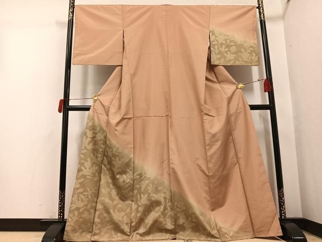 平和屋着物●本場大島紬　訪問着　刺繍　枝梅文　暈し染め　金彩　正絹　逸品　AABH5311ph 平和屋着物○本場大島紬 訪問着 刺繍 枝梅文 暈し染め 金彩 正絹 逸品