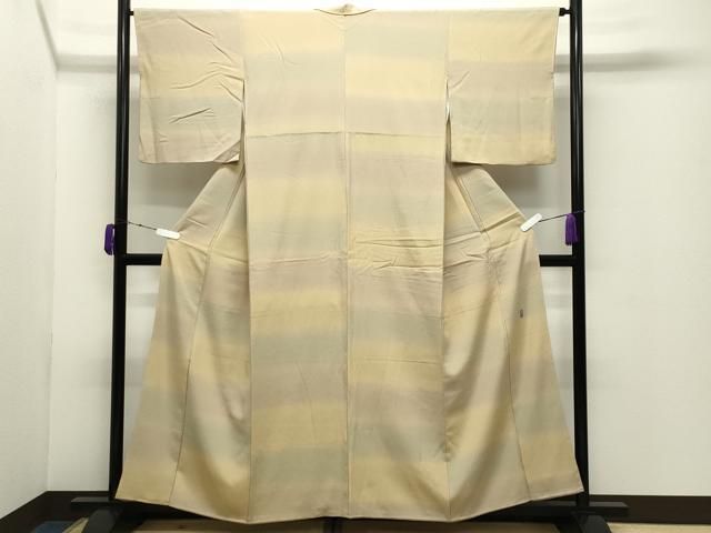 平和屋着物●十日町　加賀草木友禅の第一人者　田村哲彦　お召　横段文　正絹　逸品　CABD9150gh 平和屋着物○十日町 加賀草木友禅の第一人者 田村哲彦 お召 横段文