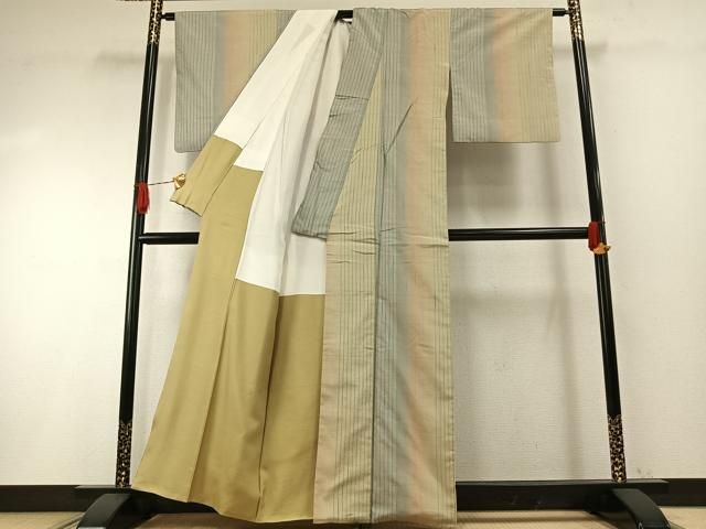 平和屋着物●紅花紬　米沢　縞　正絹　逸品　AABH4682fy 平和屋着物○紅花紬 米沢 縞 正絹 逸品 AABH4682fy - メルカリ